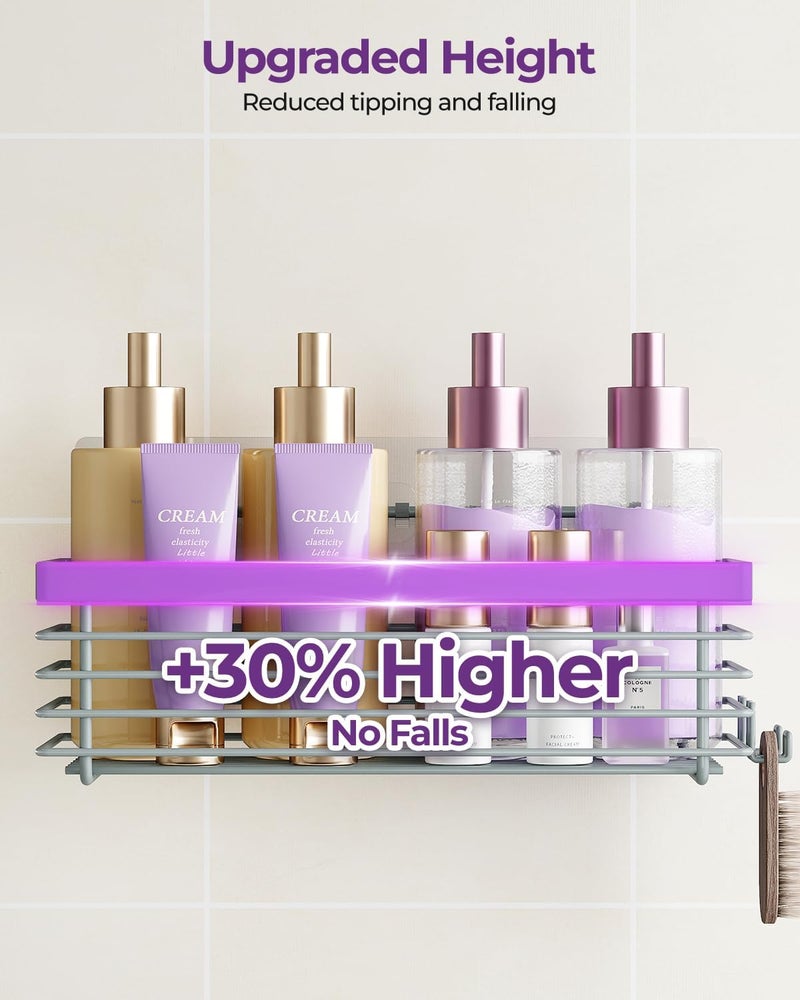 ODesign Shower Caddy 3 Pack SUS304 Stainless Steel-No Drilling-Shower Bathroom Shelves Rack,Rustproof Wall Mounted,Adhesive Shower Shelf Basket Organizer-Grey - Image 4